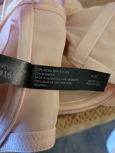CURVY COUTURE 1618 FRONT CLOSURE RACERBACK SHEER BRA BLUSHING ROSE SIZE 40C - Picture 9 of 9