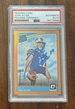 2018 Donruss Optic -Josh Allen orange prizm  (RC)  #’d/199- On Card auto -Pop 1 