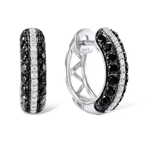 2Ct Round Lab-Created Black Diamond Women's Hoop Earrings 14K White Gold Plated - Picture 4 of 4