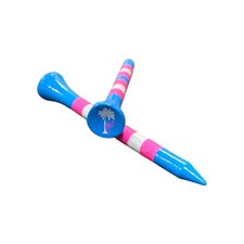 Blue Pink Stripe Premium Wooden Golf Tees  2 3/4  Standard Size  45 Pack Set 