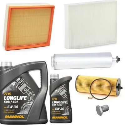 6L MANNOL OIL & ALL FILTER FULL SERVICE KIT FOR BMW 120d 125d F20 2015-19