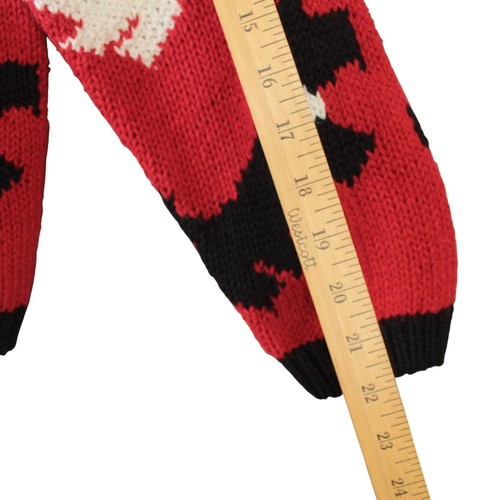 Vintage Belle Pointe Knit Sweater Cardigan Holiday Women Size S Dog Puppy Red - Picture 11 of 11