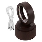 Imitation Wood Grain Base Lighted Display Crystal Ball Sphere Stand LED