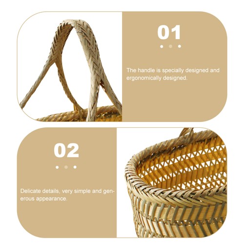 Bamboo Shopping Basket Harvest Baskets for Gathering Vegetables Garden - Foto 8 di 12