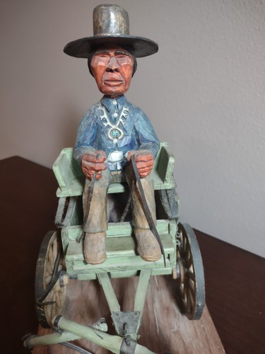 Carl Benson Wood Carving Art Sculpture Western Pioneer Horse Figures SEE PHOTOS - Picture 20 of 24