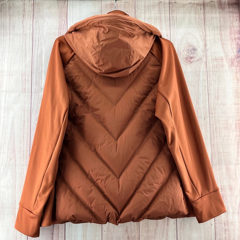 Chaqueta Athleta Inlet Talla 2X Marrón Acolchada Puffer Cremallera Completa Capucha Repelente al Agua Foto 2 de 4