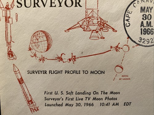 SURVEYOR - 1 LAUNCH CAPE CANAVERAL MAY 30, 1966 ORBIT COVERS FLIGHT PROFILE - Picture 1 of 4