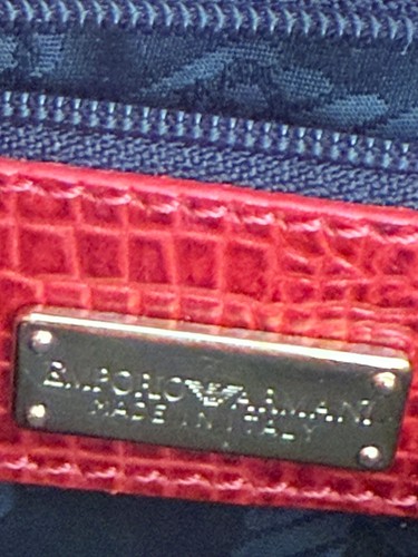 Emporio Armani Red Snakeskin Effect Leather Handbag Gold Fastenings Vintage - Picture 10 of 17