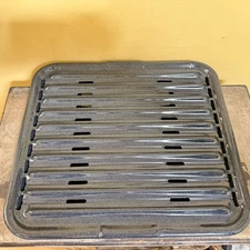 2Pc Broiler Pans Ovens Black Porcelain Coated Steel with Rack 16 x 14.75 x 1"