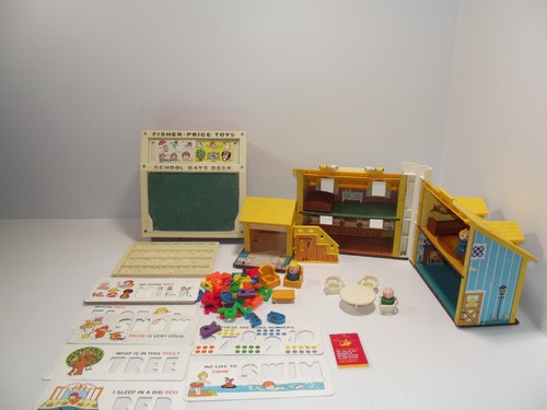 Fisher Price Retro Toys School Days Desk & Little People Playhouse LB12