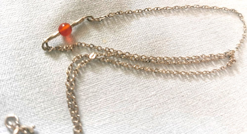 VINTAGE STERLING SILVER CHAIN & AMBER GLASS BEAD NECKLACE - FINE & ETHREAL - - Picture 9 of 13