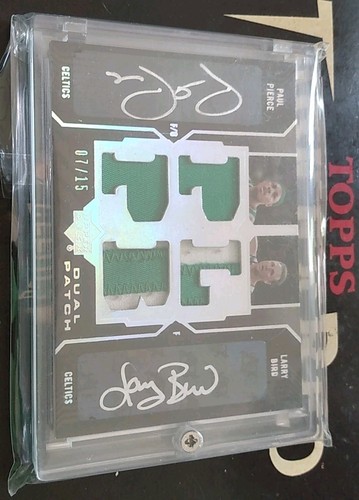 2007 🍀UD Black Larry Bird Paul Pierce Dual Patch Auto /15🍀 - Picture 2 of 6