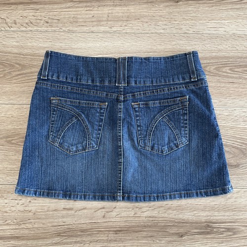 Vintage Low Rise Micro Mini Denim Jean Skirt Women Size 9 Y2K Wide Waist - Picture 9 of 9
