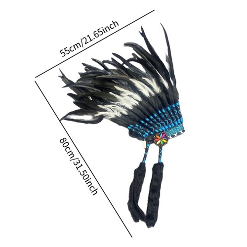 Feather Headdress Costume Handcrafted Halloween Adults Headdress - Picture 6 of 6