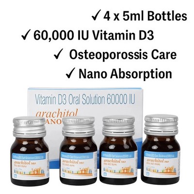Arachitol Nano 5ml x 4 | Bone Health & Vitamin D3 Oral Solution | Free Shipping