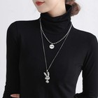 Double Decorative Titanium Steel Necklace Light Luxury Niche Long Diamond Rabbit