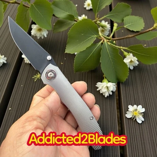 Eutsler Custom Knives DUK Camo Carbon Collars Sunburst Titanium Magnacut Frame