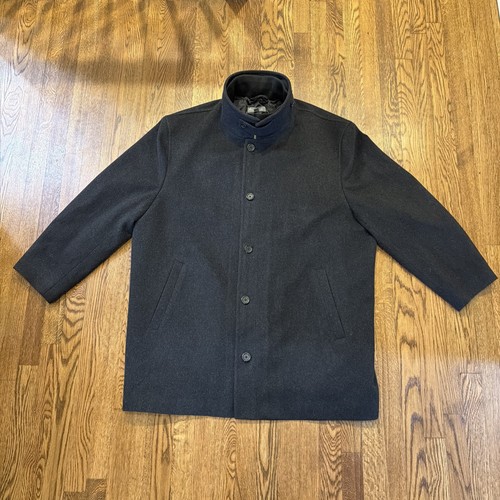 $274 Daniel Cremieux Hombres Lana Negro Abrigo Chaqueta Cremallera Completa Abotonada 4XL Alto - Imagen 9 de 24