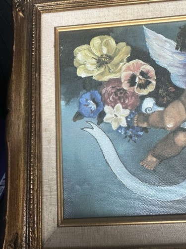 2 pinturas de reproducción de ángeles querubines afroamericanos en marco dorado ornamentado - Imagen 6 de 11