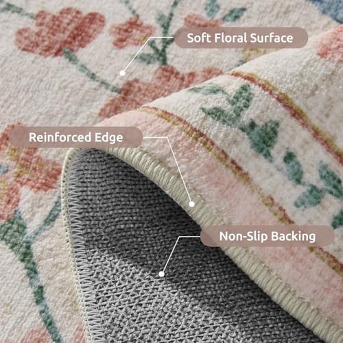 Vintage Floral Runners for Hallways Indoor, 2'6''x8' Kitchen Runner Rug Non - Picture 4 of 6