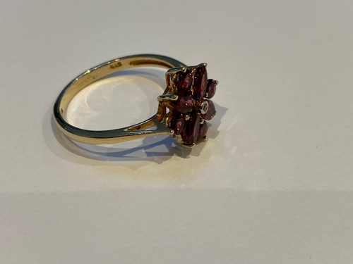 HERMOSO ANILLO DE DIAMANTES GRANATE ALMANDINO ORO 9CT TALLA T - Imagen 5 de 12