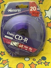 Brand New Memorex 20 Pack CD-R Purple Daisy Blank CDs