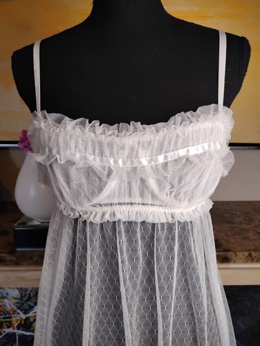 Victoria's Secret Babydoll weiß Tüll Netz Satin Bügel 36 C - Bild 3 von 8