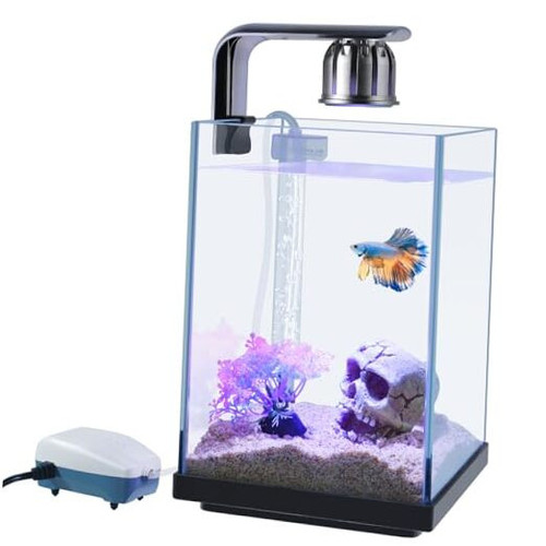1.5Gallon Mini Glass Aquarium Fish Tank: 9in High Small Aquarium Kit with