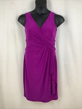 Chaps Dress Women's Medium Magenta Faux Wrap