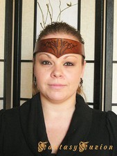 Medieval Celtic Tribal Tattoo-Style Leather Headband Crown Tiara