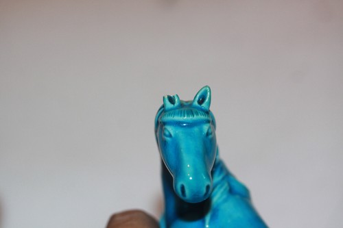 Asiatische Orientalische Blaue Pferde Vintage Buchstützen Statuen Figuren SELTEN 2 STÜCK - Bild 5 von 5