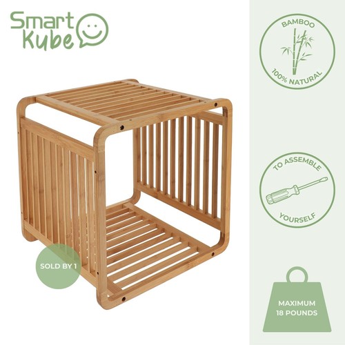 Smart Kube Bamboo Cube Storage, 13" Stackable Shelf Organizer - Picture 54 of 57