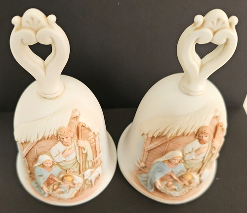 2 Vtg. HOMCO 6" Bells Christmas Nativity Scene Manger - Picture 6 of 19