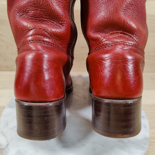 Stivali vintage Frye Campus donna 8,5 M rosso punta quadrata western 14L - Foto 9 di 14