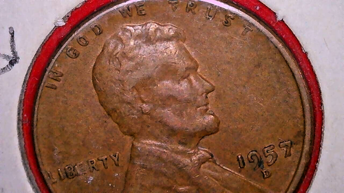 1957 D Lincoln Cent 3 Errors O/C, Bie, lump on Wheat - Picture 8 of 8