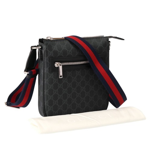 GUCCI Shoulder Bag Men GG Supreme Canvas 792082 FADJA 1042 Black - Picture 7 of 8