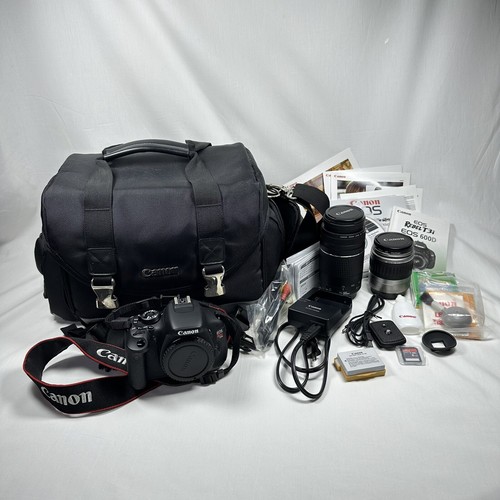 Pacchetto fotocamera reflex digitale Canon EOS Rebel T3i, 2 obiettivi, borsa, + accessori - Foto 1 di 24