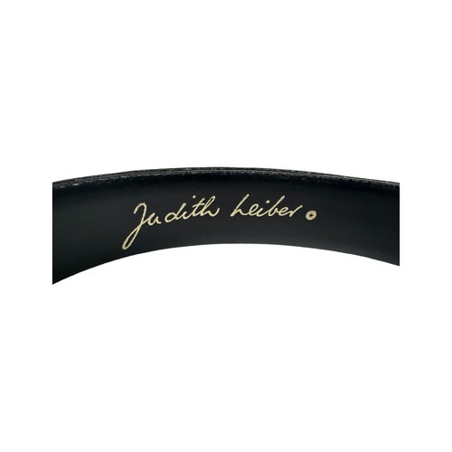 JUDITH LEIBER Belt Women Adjustable Black Satin Rhinestone Buckle Glam Hollywood - Picture 8 of 10