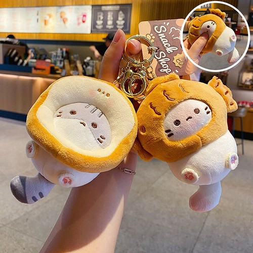 Plush Keychains Car Key Buckle Bag Hanging Pendant Cartoon Cat Headphone Char SN - Picture 5 of 17