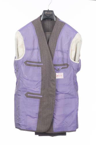 $4495 D'AVENZA Grey Wool Striped Suit Hand-Sewn in Italy 46 US / 56 EU - Picture 6 of 7
