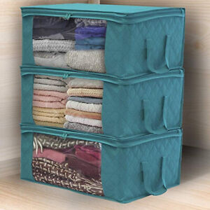 Foldable-Storage-Bag-Clothes-Blankets-Quilt-Closet-Sweater-Container-Box-Blanket