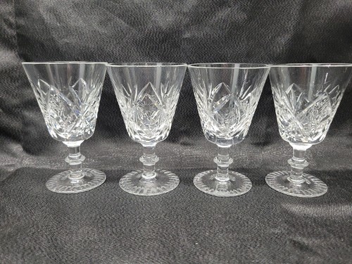 Vintage crystal sherry glasses set of 4 flower Pattern #4659 - Picture 3 of 20