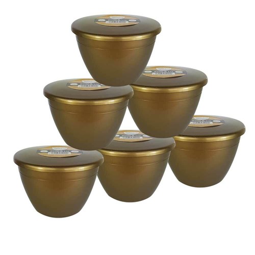 Just Pudding Basins with Lids Gold Coloured Plastic Basin Bowl Sizes ¼ ½ 1 pint - Picture 4 of 8