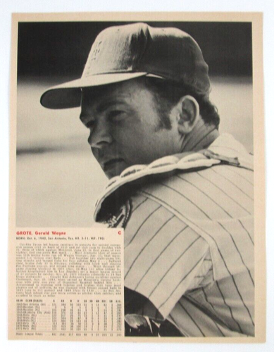 1972 Sports Baseball Print Page Cutout NY Mets Catcher Jerry Grote