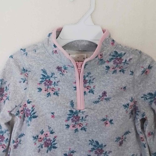 Oshkosh 1/4 Zip Fleece Pullover Size 5T in Grey w/ Floral Print - Picture 11 of 11