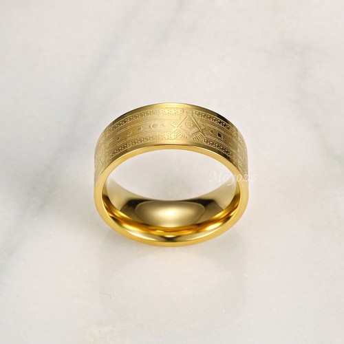 Anillo de oro masónico masónico de 10k para hombre de acero inoxidable talla 7-15 regalo - Imagen 4 de 6