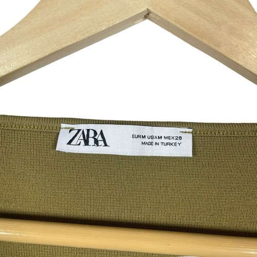 Zara Women’s Knit Square Neck Long Sleeve Crop Top in Olive Green Size M - Bild 9 von 9