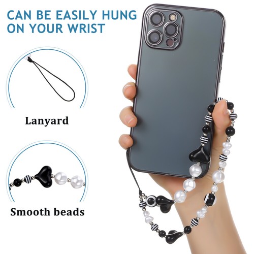 2 Pcs Hearts Hanging Chains Beads Decorations Universal Phone Lanyard Straps - 第 5/10 張圖片
