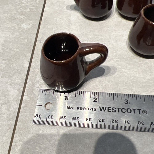Vintage Japanese Miniature Ceramic Mugs. Glazed Finish. Set Of 6✅ (1.5in) - Picture 6 of 8