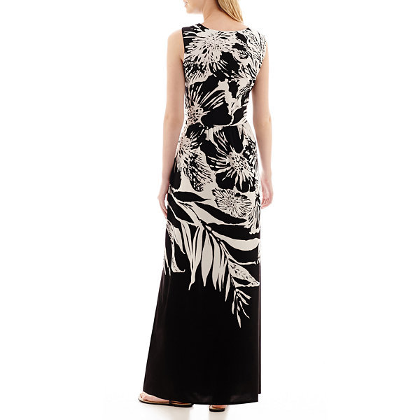 DR Collection Donna Ricco Sleeveless Floral Print Maxi Dress Size M New ...